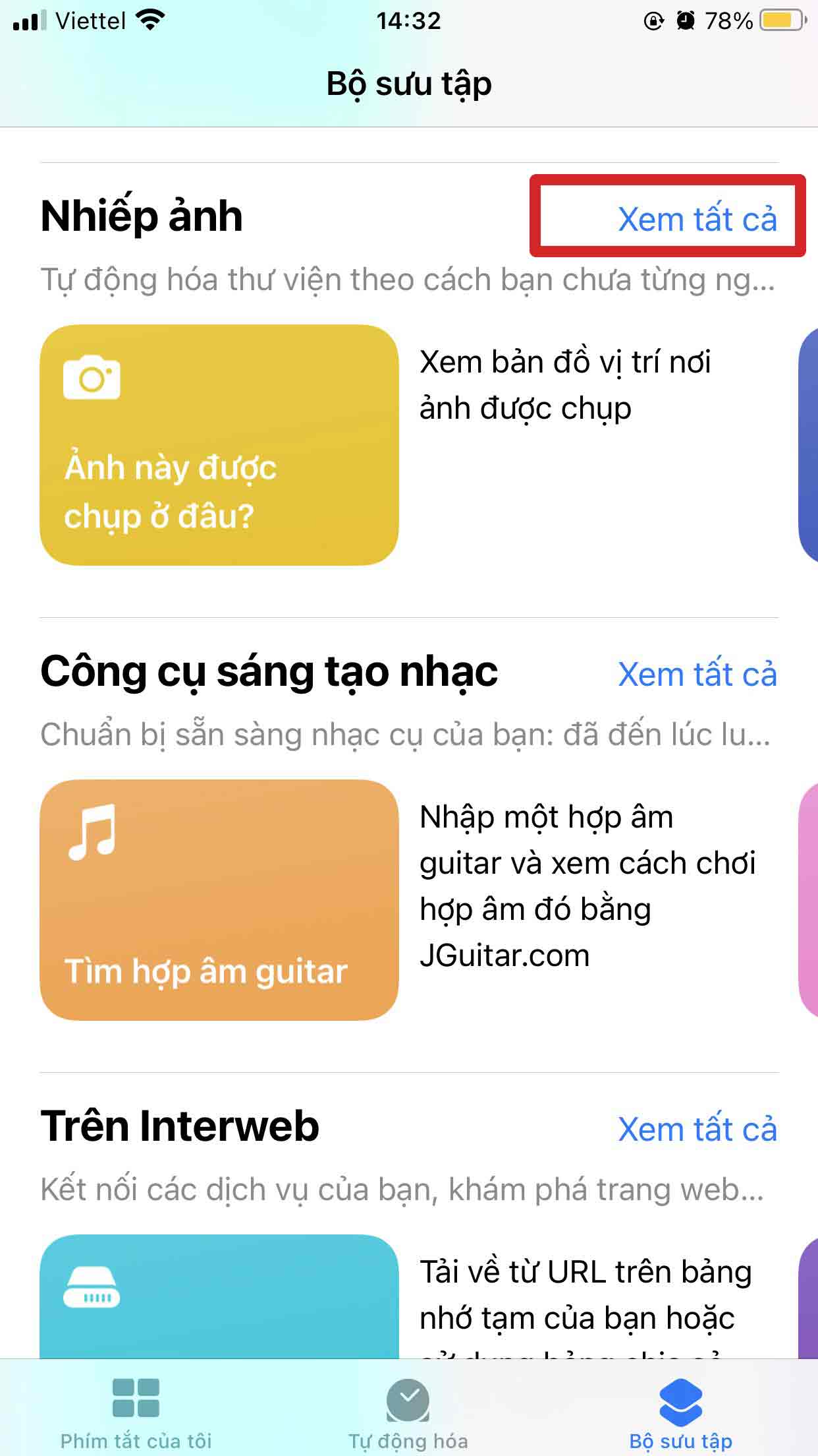 Kéo xuống dưới và tìm kiếm mục Nhiếp ảnh → Nhấn Xem tất cả