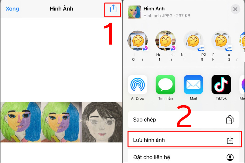 Nhấn vào Tùy chọn ở góc phải bên trên màn hình → Nhấn Lưu hình ảnh là xong