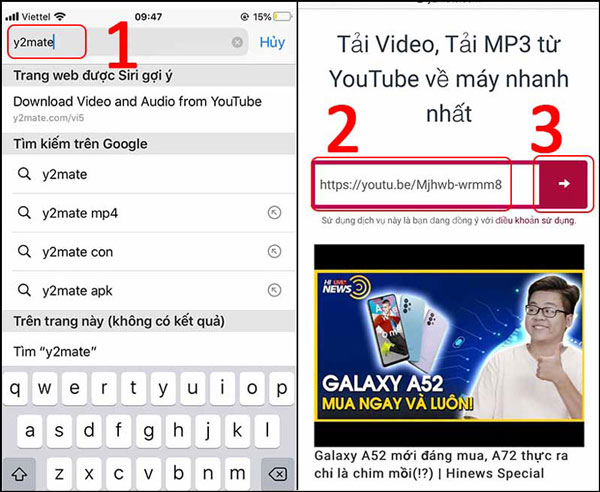 Cách tải video trên YouTube về iPhone bằng website y2mate.com
