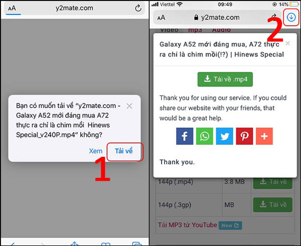 Cách tải video trên YouTube về iPhone bằng website y2mate.com