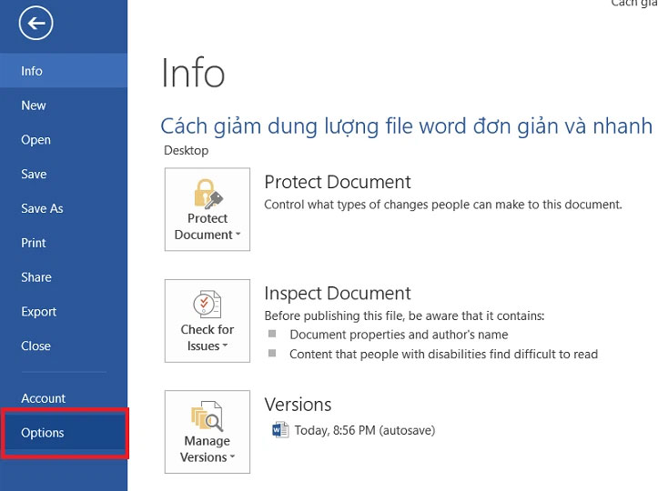 Giảm dung lượng file Word bằng cách tắt tính năng chỉnh sửa ảnh