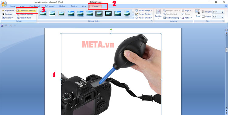 Giảm dung lượng file Word bằng cách nén ảnh trực tiếp có trong file