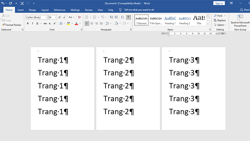 Nhấn Delete trên bàn phím để xóa trang trắng