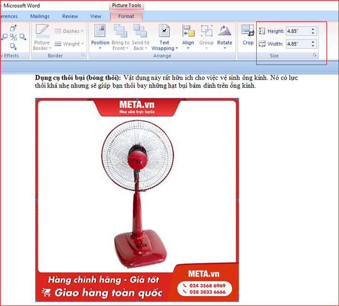 Cách chỉnh sửa ảnh sau khi chèn trên Word