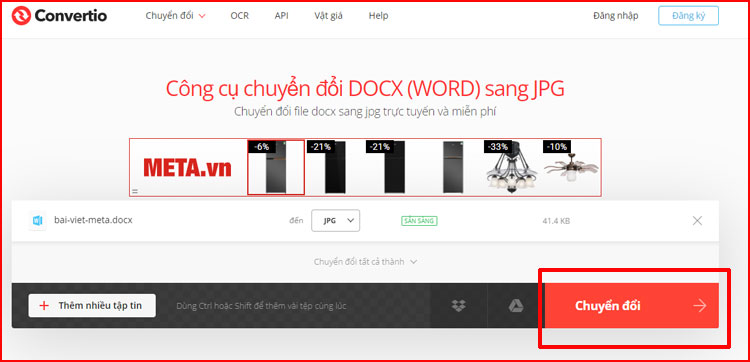 Cách chuyển file Word sang file ảnh bằng Convertio