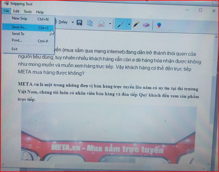 Cách chuyển Word sang ảnh bằng công cụ Snipping Tool