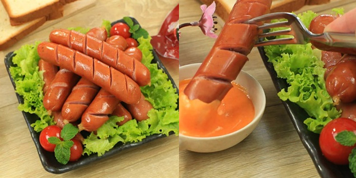 Thành phẩm món xúc xích nướng bằng nồi chiên không dầu