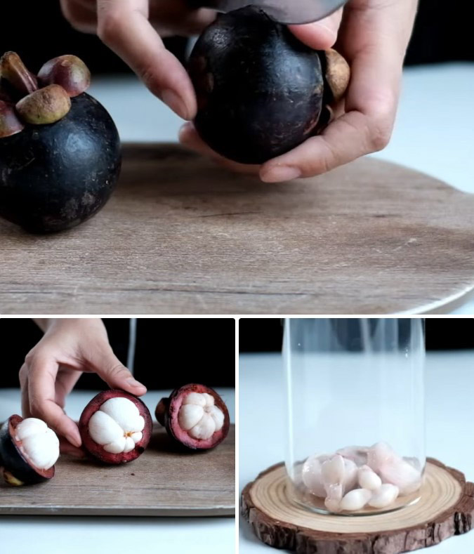 Sơ chế măng cụt làm trà măng cụt hoa đậu biếc