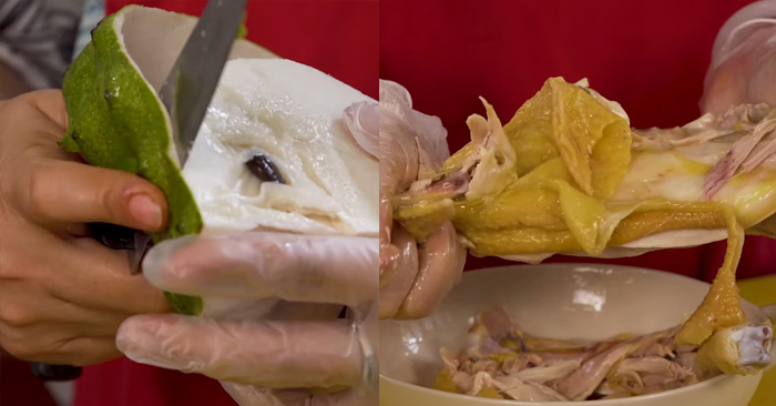 Sơ chế nguyên liệu làm gỏi gà mãng cầu