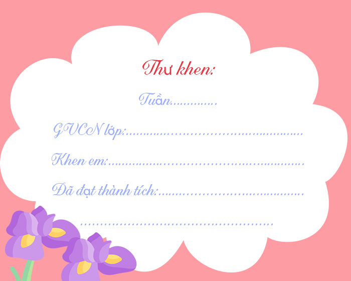 Mẫu thư khen học sinh tiểu học