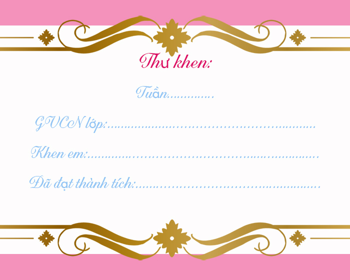 Mẫu thư khen học sinh tiểu học