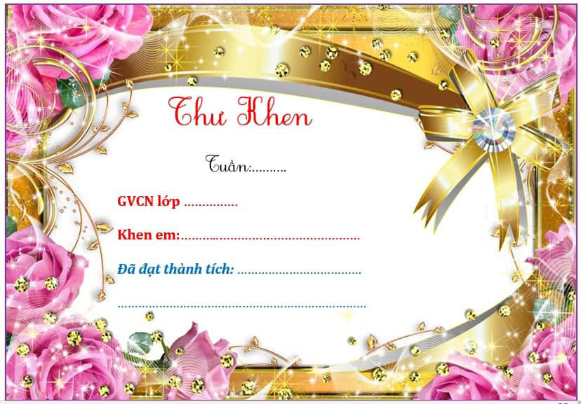 Mẫu thư khen học sinh tiểu học