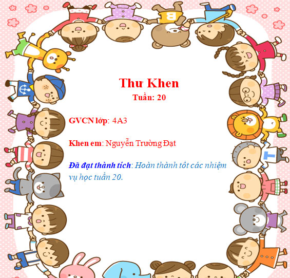 Mẫu thư khen học sinh tiểu học đẹp