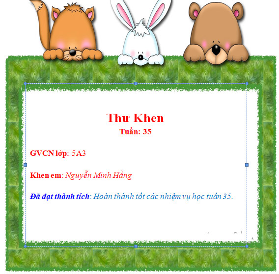 Mẫu thư khen học sinh tiểu học đẹp