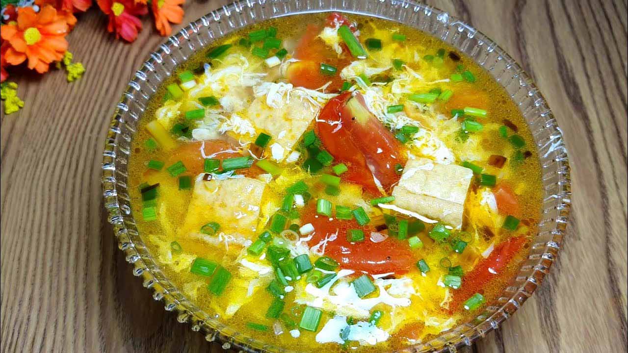 Thành phẩm món canh đậu hũ non với trứng