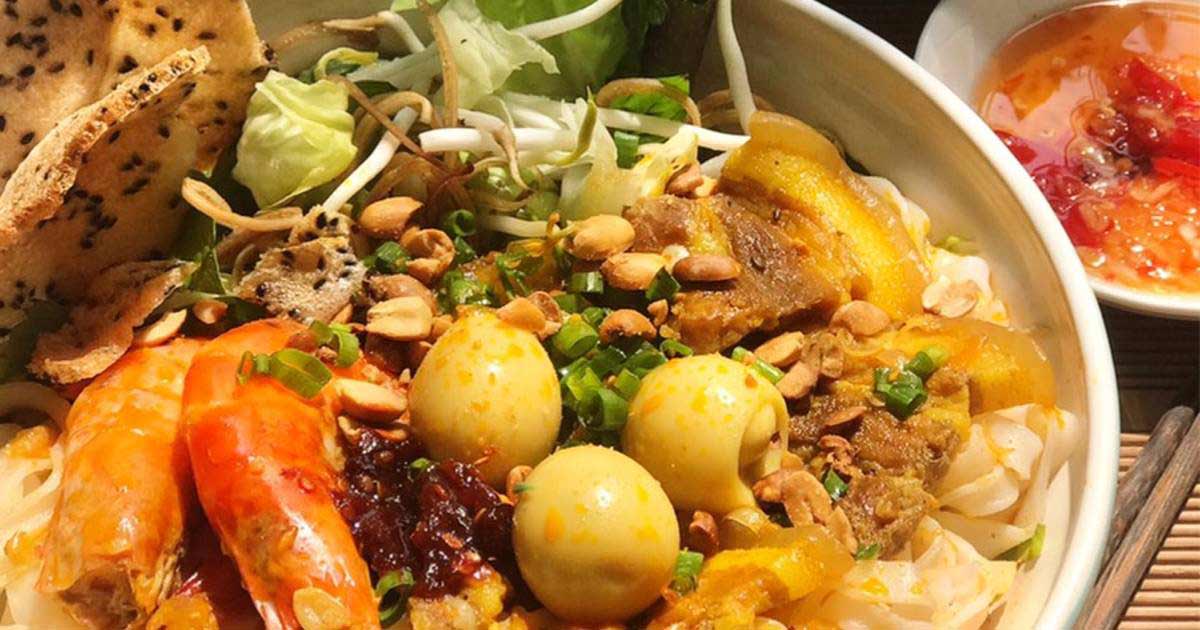 Thành phẩm món mì quảng tôm thịt