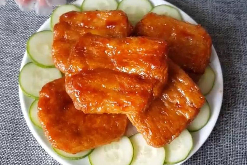 Thành phẩm món sườn non chay rim nước dừa