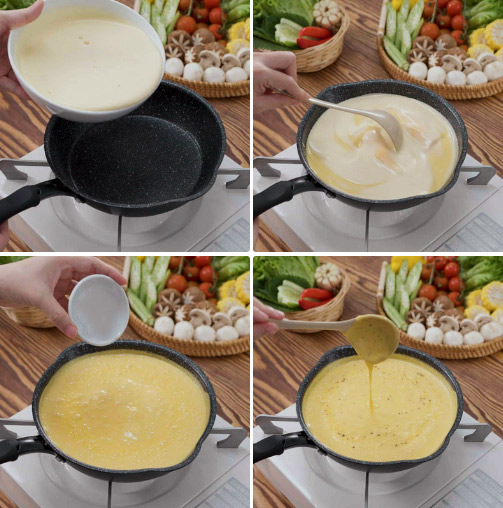 Nấu hỗn hợp nước sốt trứng muối