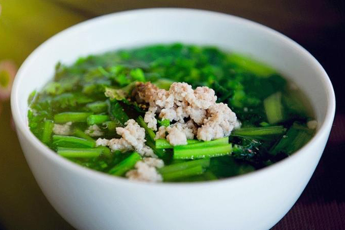 Thành phẩm món canh cải ngọt thịt băm