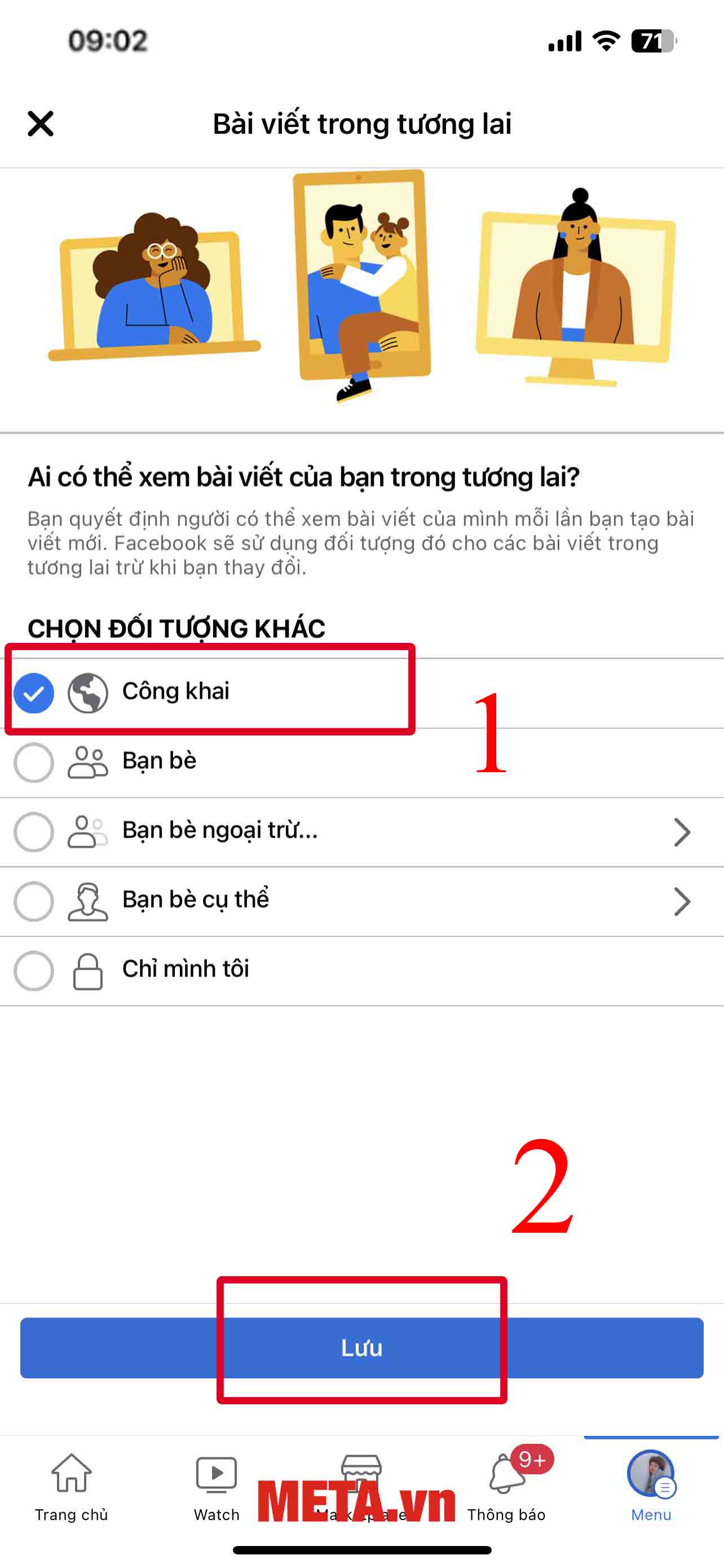 Nhấn Công khai -> Chọn Lưu