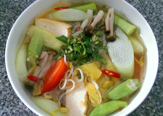 Thành phẩm món canh chua chay nấm