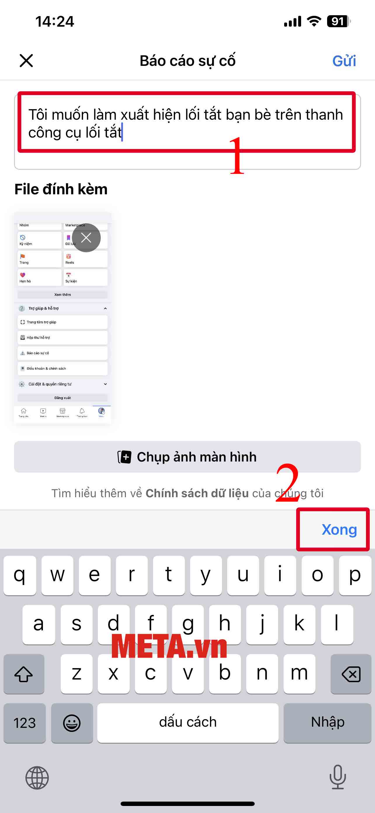Nhập Tôi muốn làm xuất hiện lối tắt của bạn bè trên thanh công cụ lối tắt -> Chọn Xong