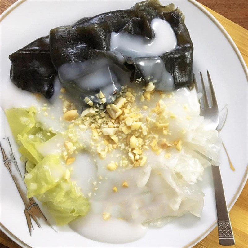 Thành phẩm món bánh lá mơ cốt dừa