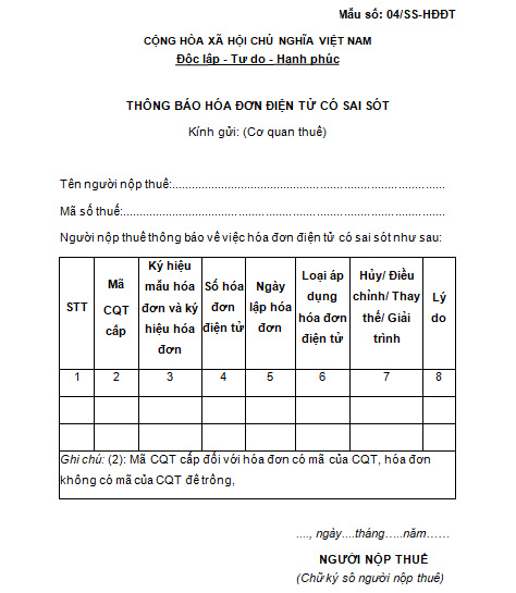 Bản Word mẫu 04/SS-HĐĐT chuẩn nhất