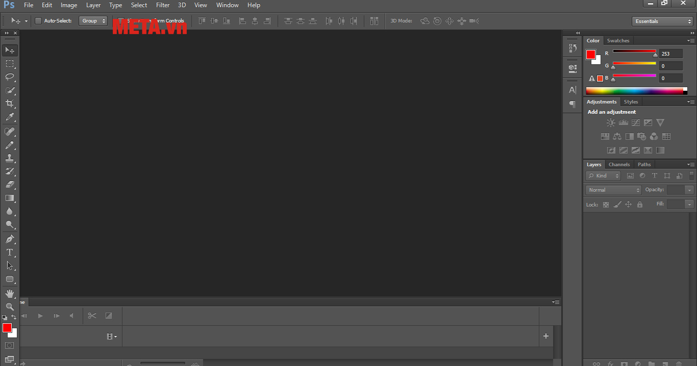 Mở ứng dụng Photoshop trên máy tính