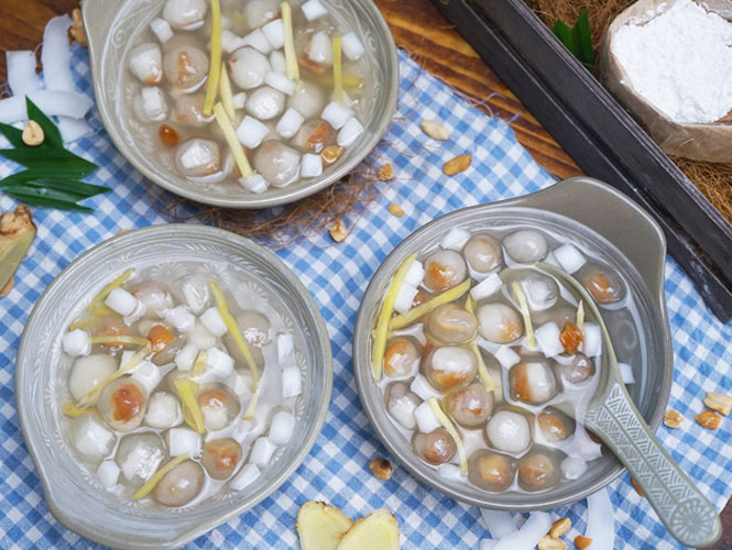 Thành phẩm món chè bột lọc đậu phộng