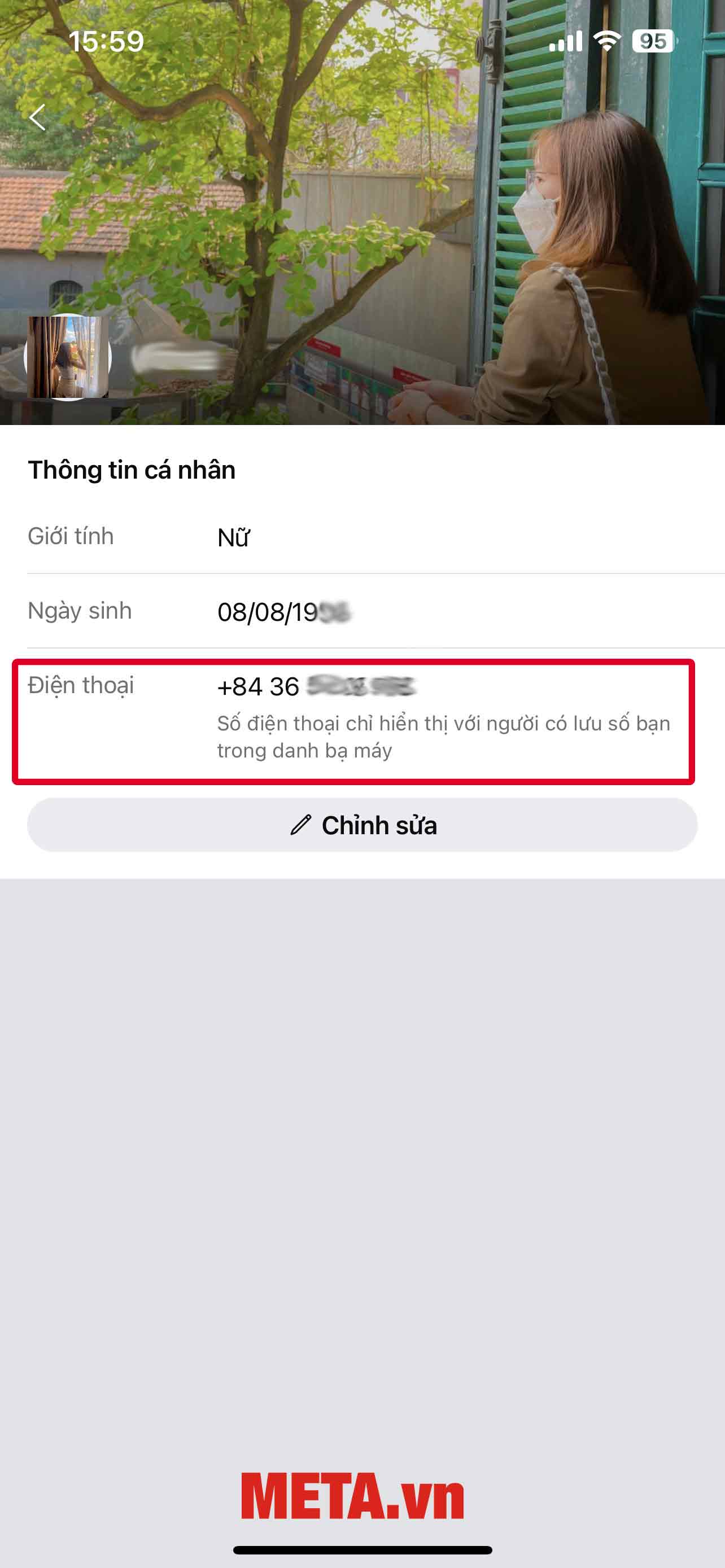 Thông tin số điện thoại của bạn sẽ được hiển thị ở phần Điện thoại