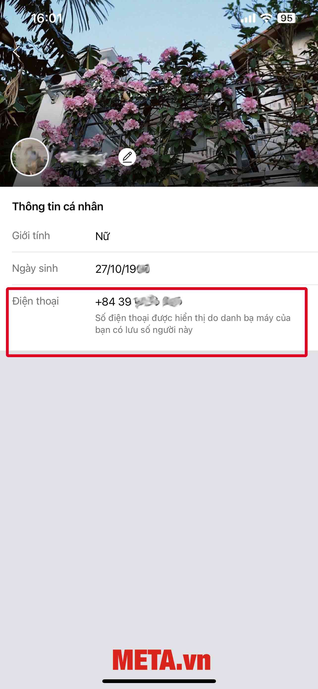 Thông tin số điện thoại bạn bè của bạn sẽ được hiển thị ở phần Điện thoại
