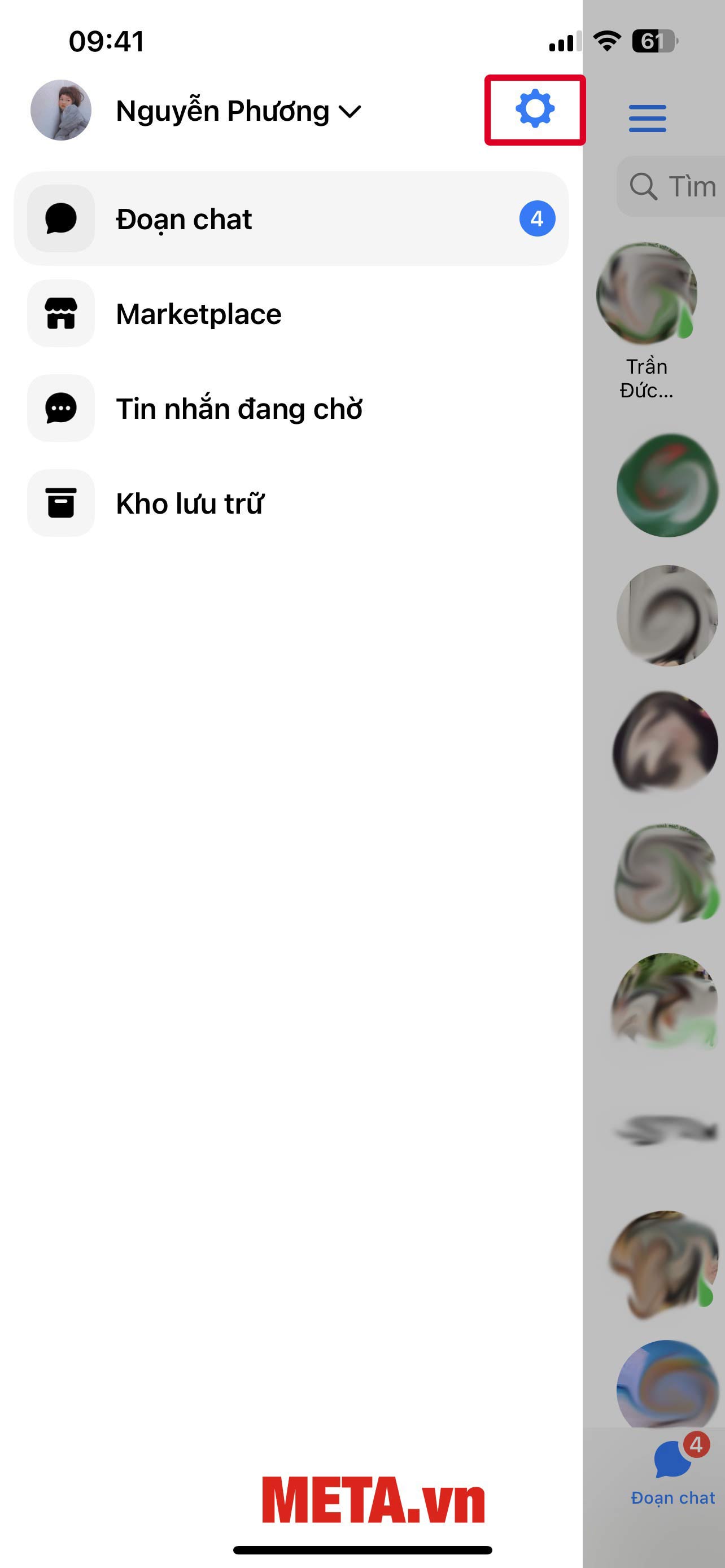 Nhấn vào biểu tượng Cài đặt hình bánh xe răng cưa