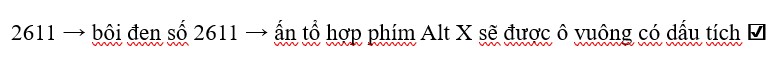 Tạo ô vuông trong Word có dấu tích