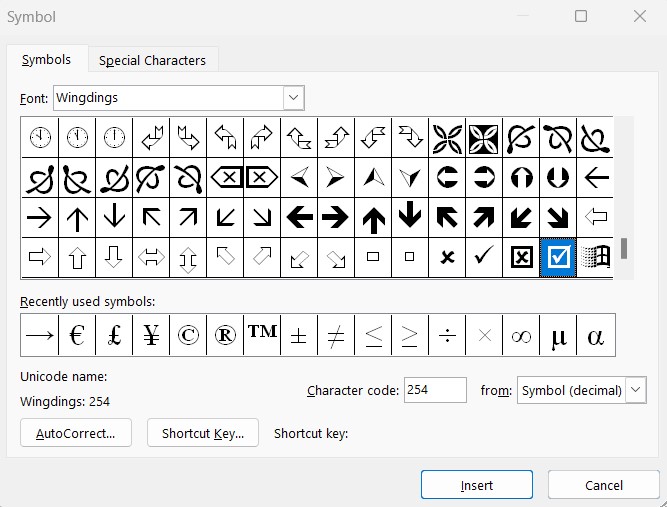 Tạo ô vuông có dấu tích trong Word