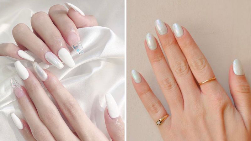 Nail cô dâu đẹp màu trắng
