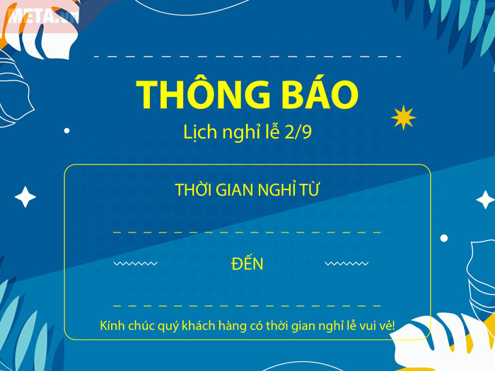Mẫu thông báo nghỉ lễ 2/9 số 10