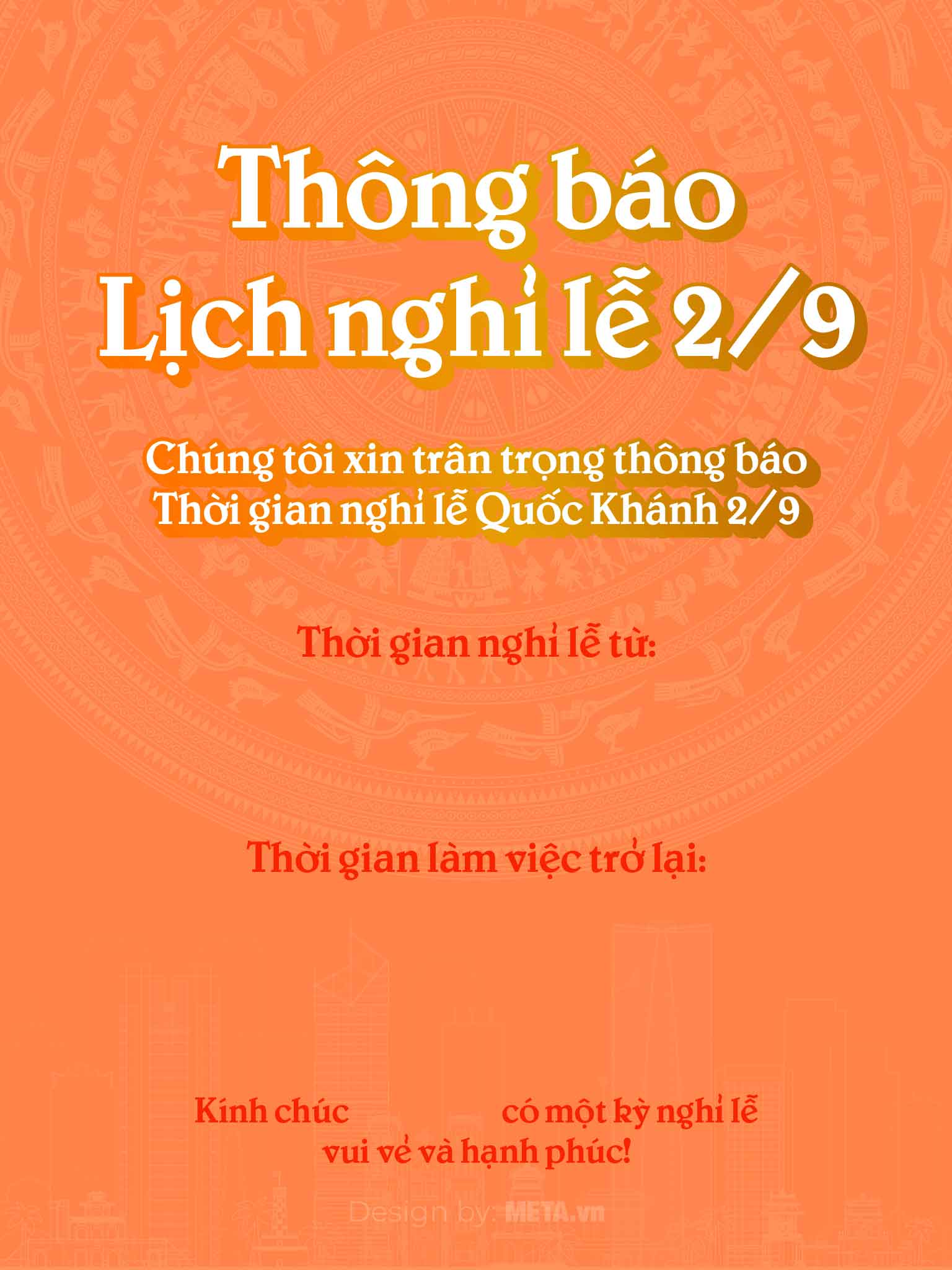 Mẫu thông báo nghỉ lễ 2/9 số 4
