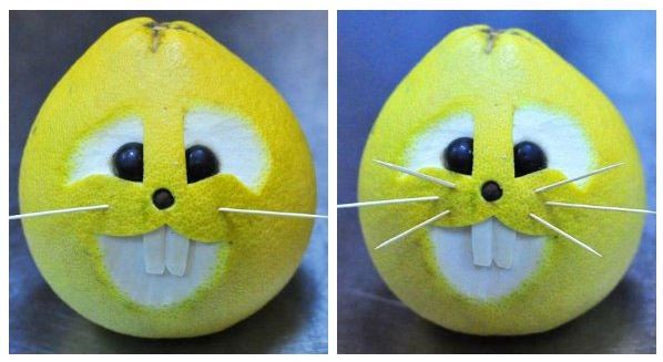 Cách tạo hình chú thỏ từ quả bưởi