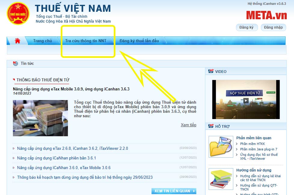 Nhấn Tra cứu thông tin NNT