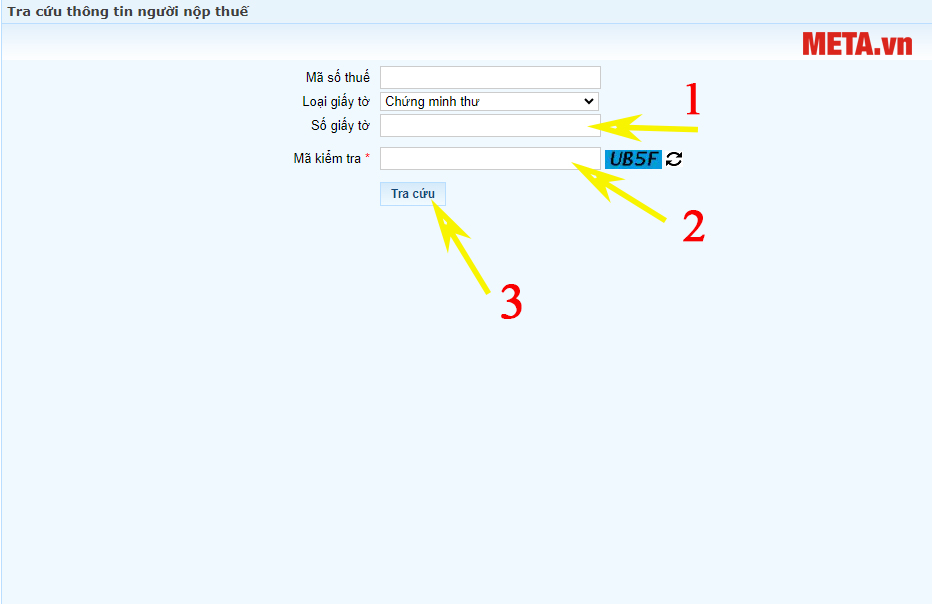 Nhập số CCCD và mã xác nhân → Nhấn Tra cứu