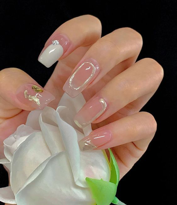 Mẫu nail móng vuông dài
