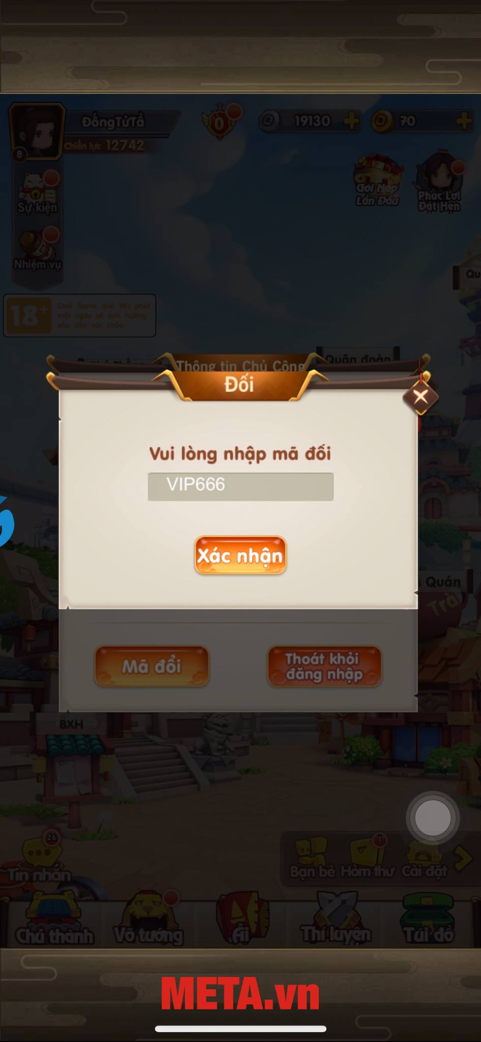 Nhấn Xác nhận để đổi code