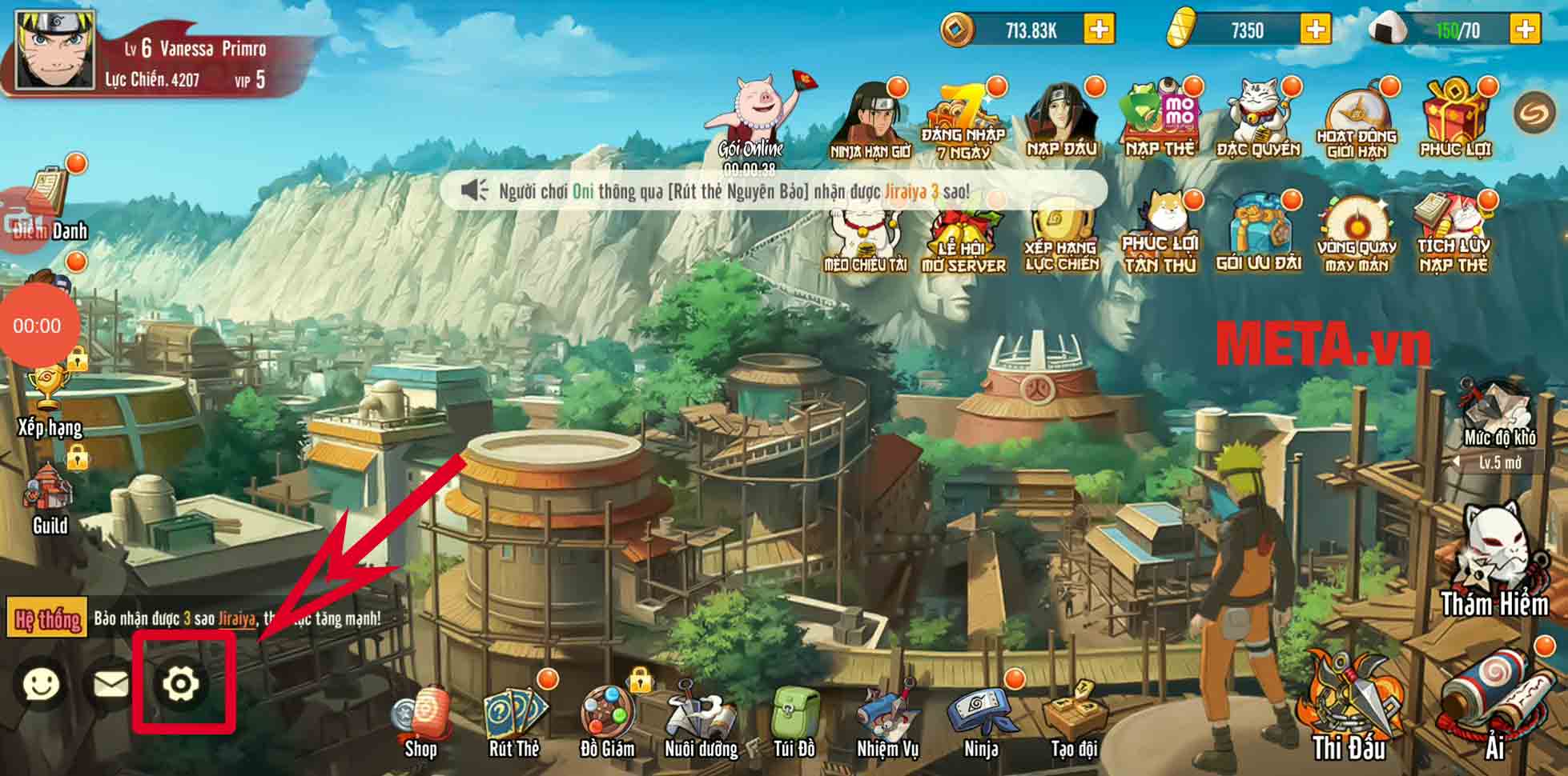 Nhấn vào Menu cài đặt