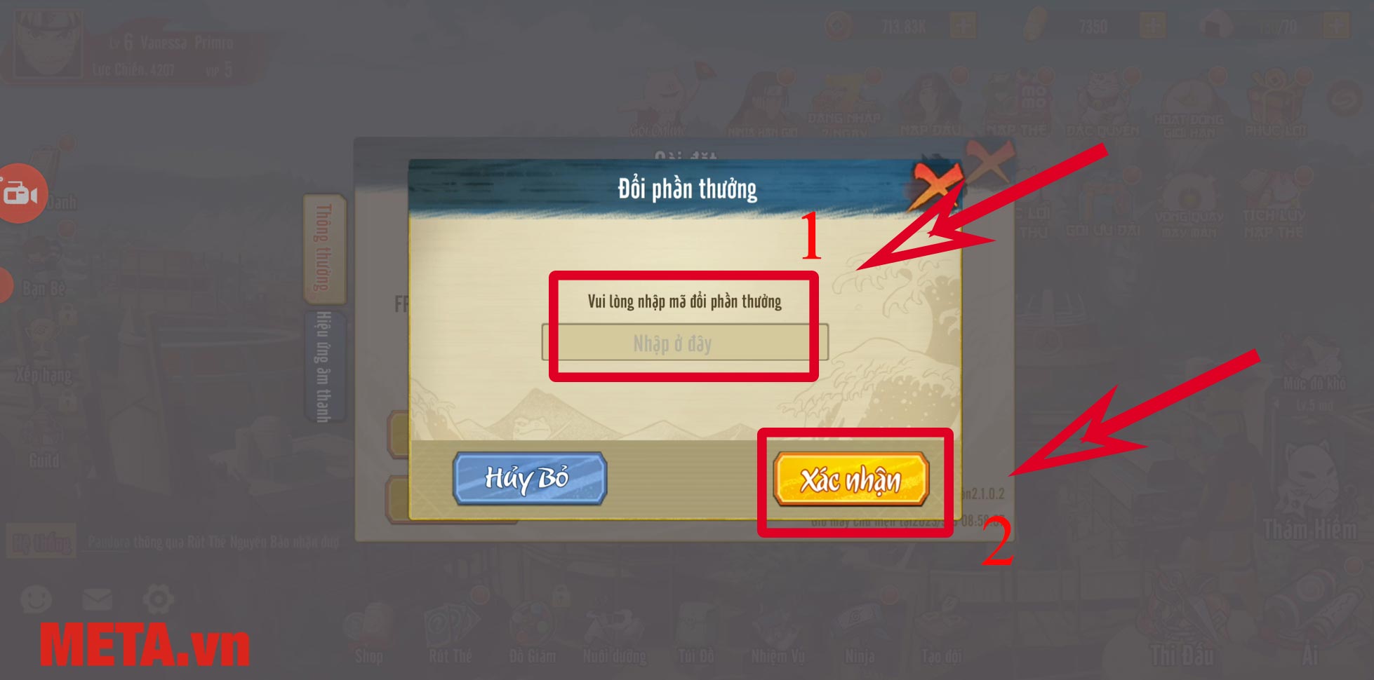 Nhập giftcode game mà chúng tôi chia sẻ ở trên vào → Nhấn Xác nhận