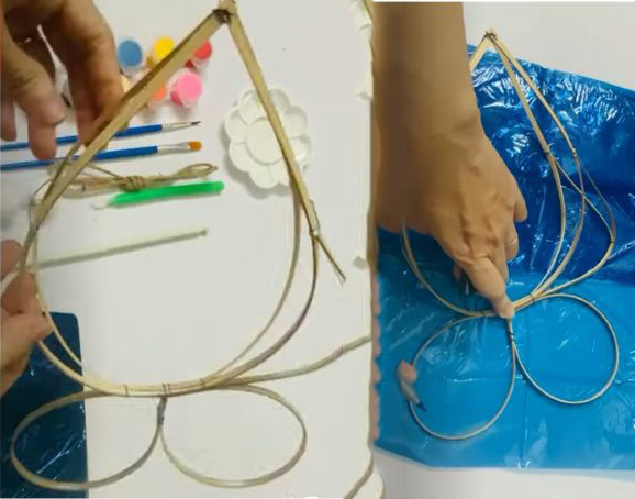 Tre đem vót mịn mỏng và uốn thành hình con cá