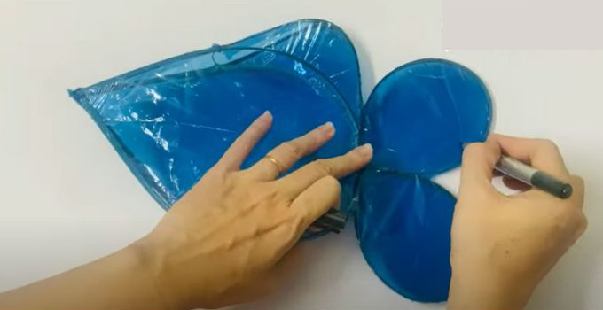 Dùng bút lông màu đen vẽ phác họa mắt cá, vây cá, đuôi cá