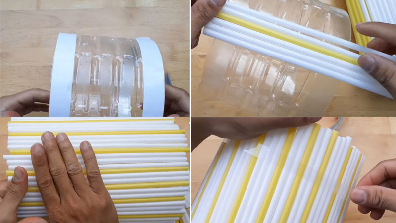 Dán 2 vòng băng dính hai mặt song song nhau