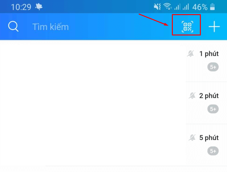 Bạn vào ứng dụng Zalo trên điện thoại rồi sử dụng trình quét mã QR ở góc phải màn hình