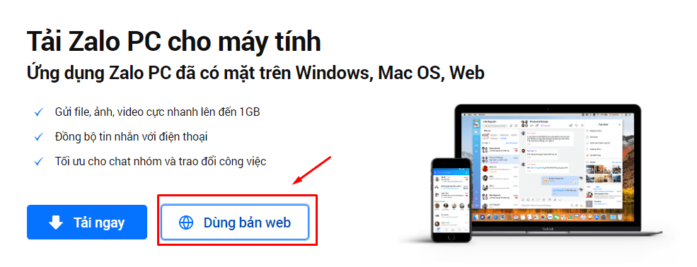 Đăng nhập Zalo ngay trên trình duyệt web